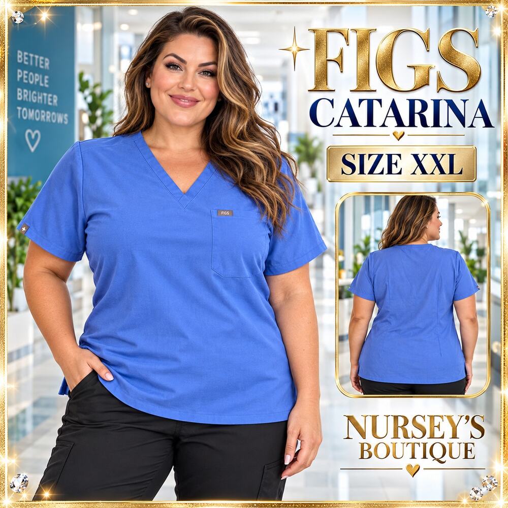 FIGS Catarina One-Pocket Scrub Top Women XXL Royal Blue Nurse FW